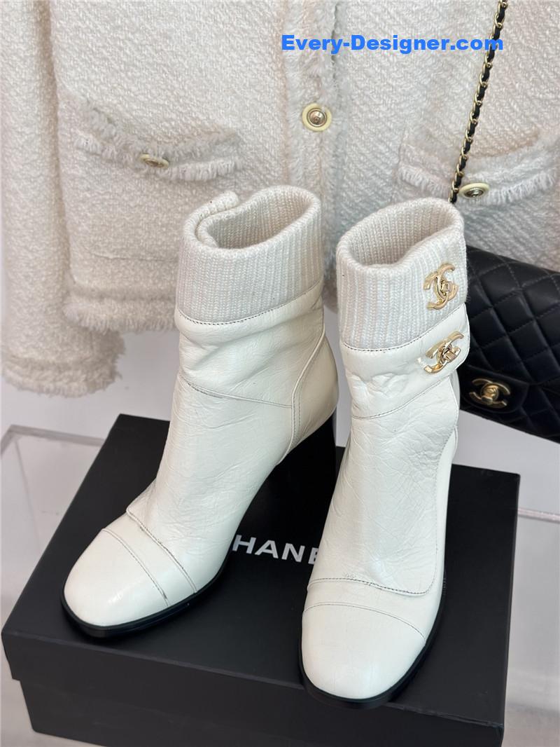 CC bag buckle knitted woolen short boots