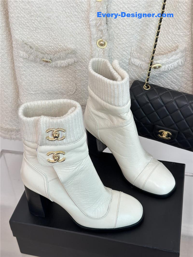 CC bag buckle knitted woolen short boots