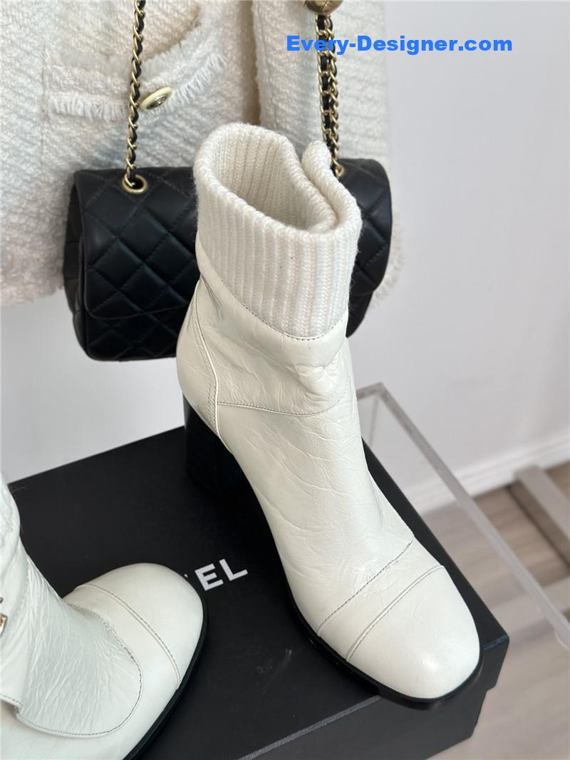CC bag buckle knitted woolen short boots