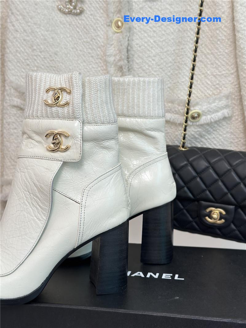 CC bag buckle knitted woolen short boots