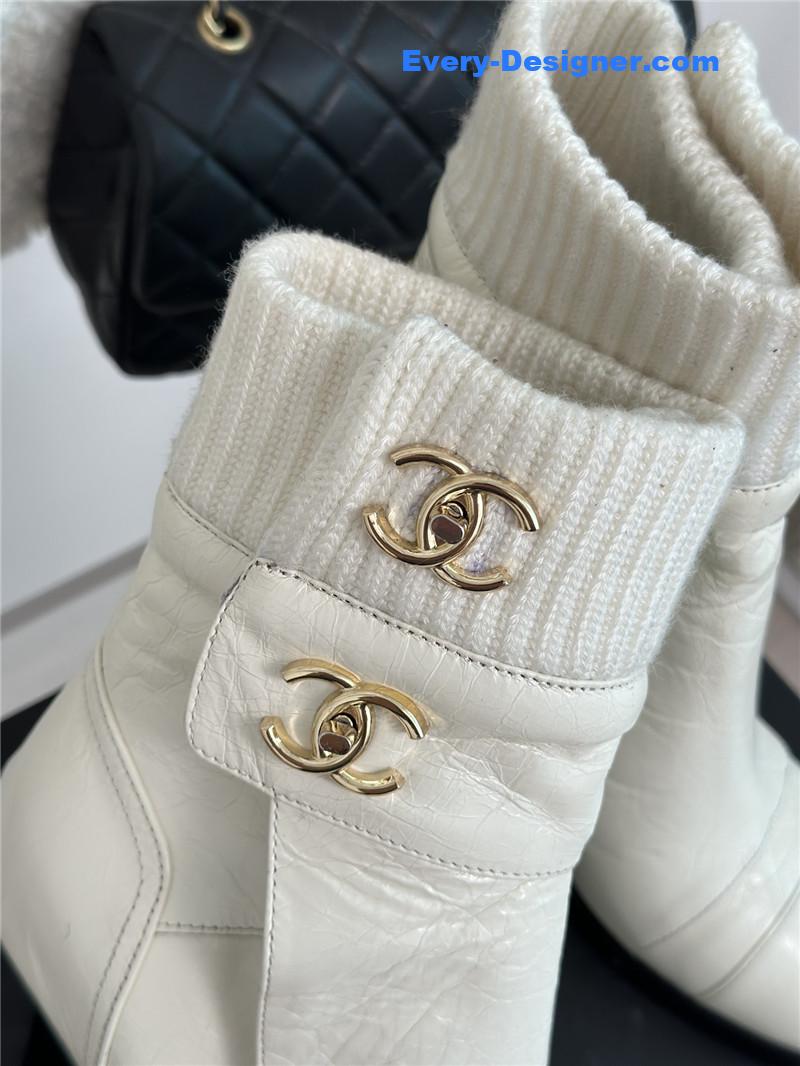 CC bag buckle knitted woolen short boots