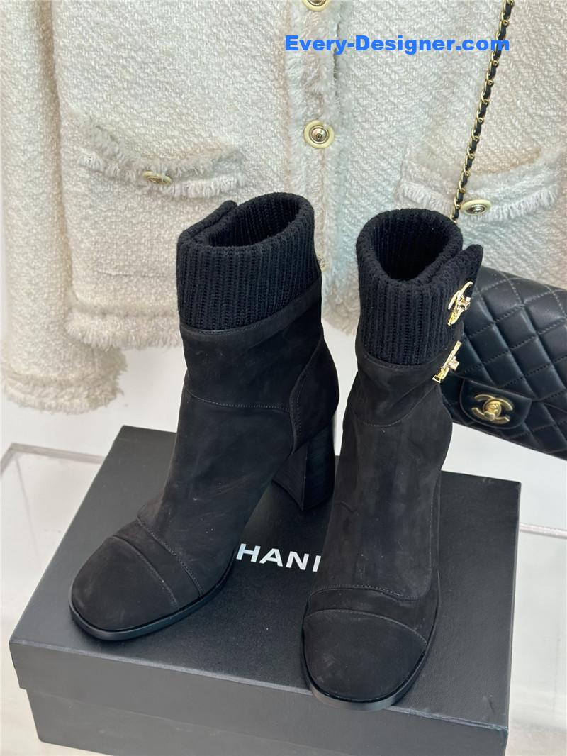 CC bag buckle knitted woolen short boots