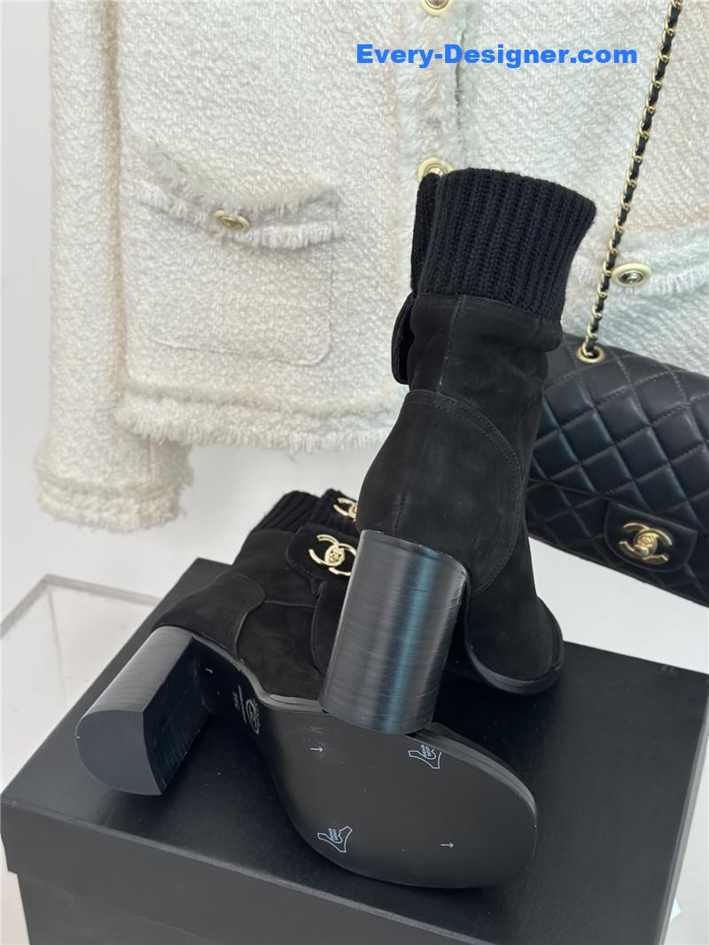 CC bag buckle knitted woolen short boots