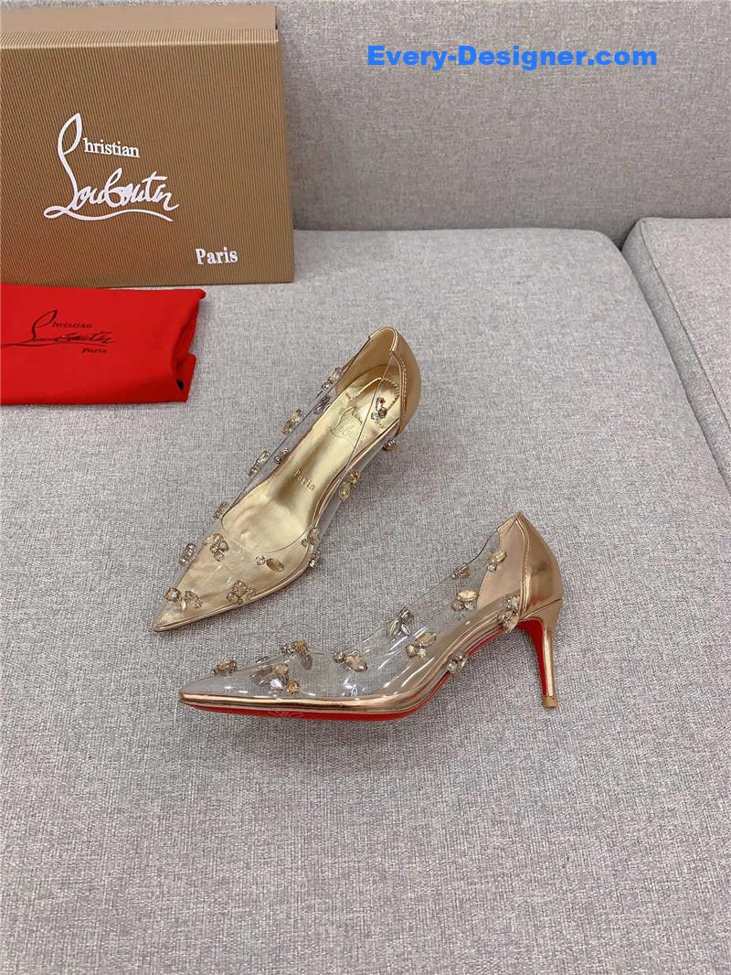Chr1st1an louboutin crystal clear red sole high heels