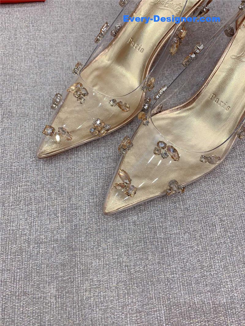 Chr1st1an louboutin crystal clear red sole high heels