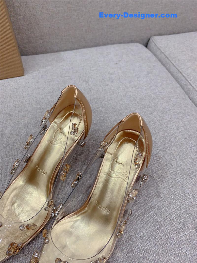 Chr1st1an louboutin crystal clear red sole high heels
