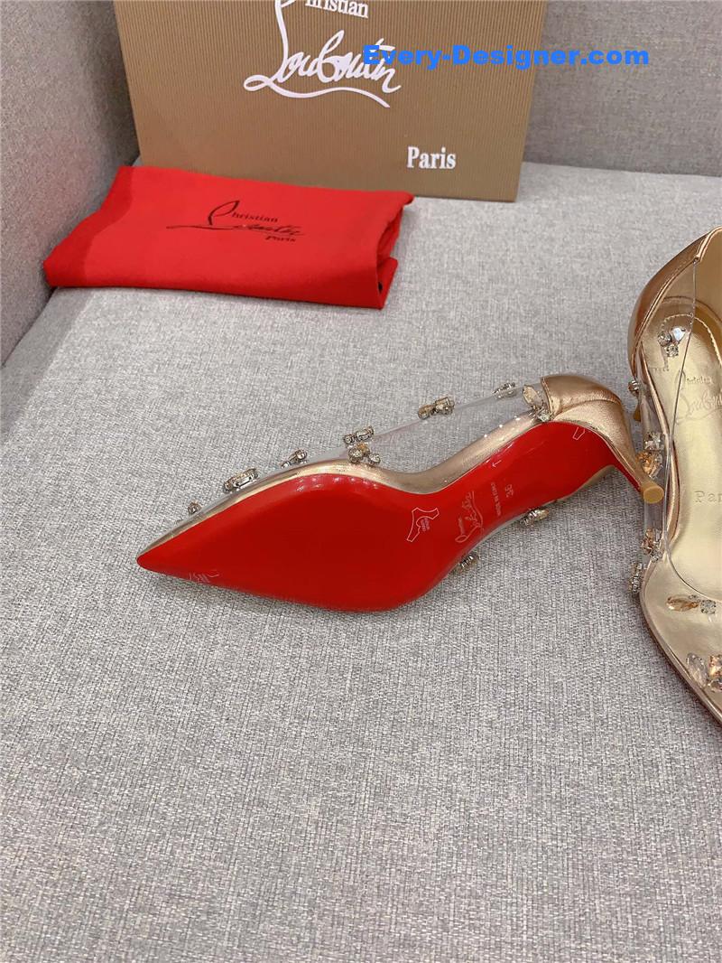 Chr1st1an louboutin crystal clear red sole high heels