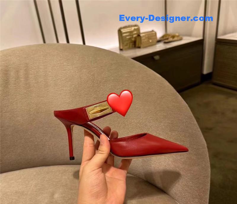 J1m*y Ch00 metal buckle half slippers for women