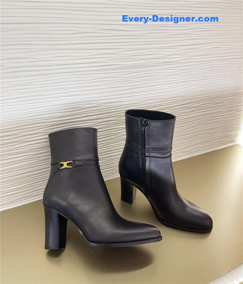 Ce1i*e padded sheepskin bronzing logo short boots