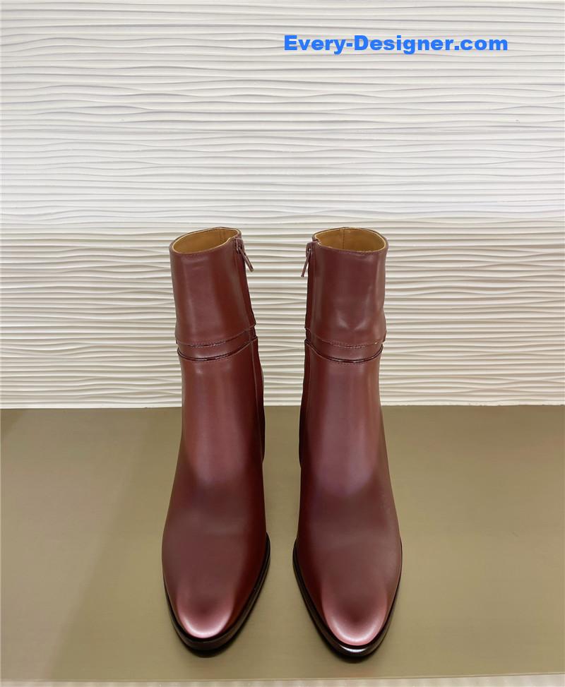 Ce1i*e padded sheepskin bronzing logo short boots