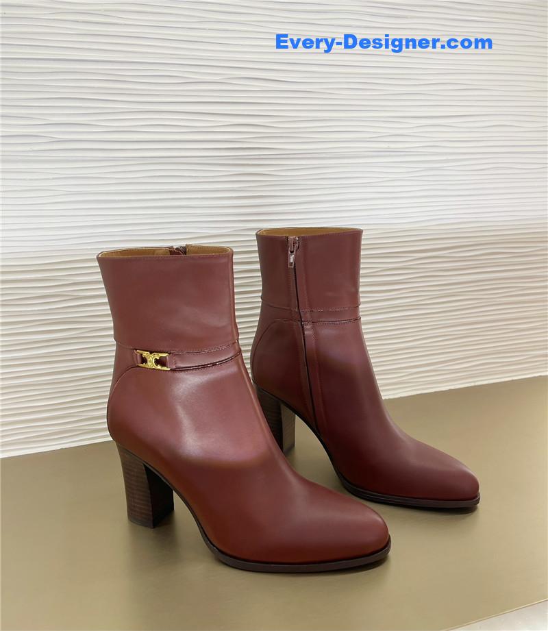 Ce1i*e padded sheepskin bronzing logo short boots