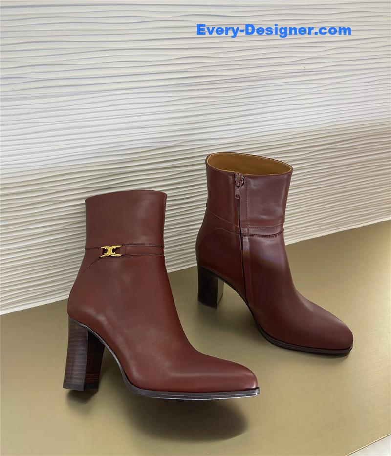 Ce1i*e padded sheepskin bronzing logo short boots