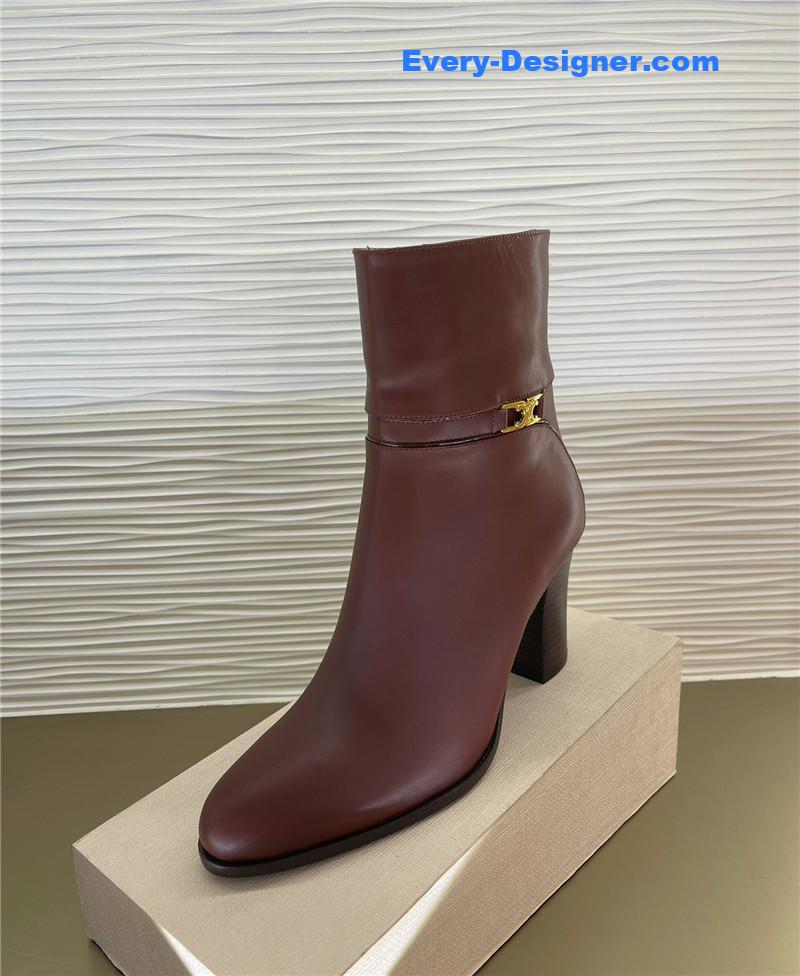 Ce1i*e padded sheepskin bronzing logo short boots