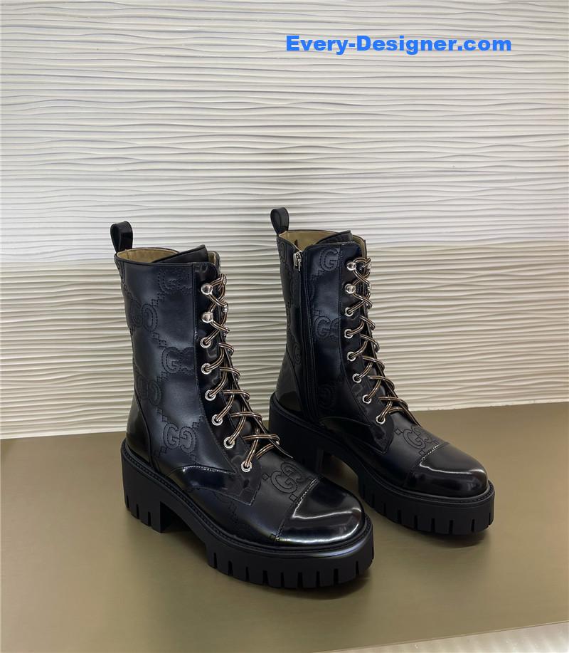 Gvc*1 double g embroidered logo retro motorcycle boots