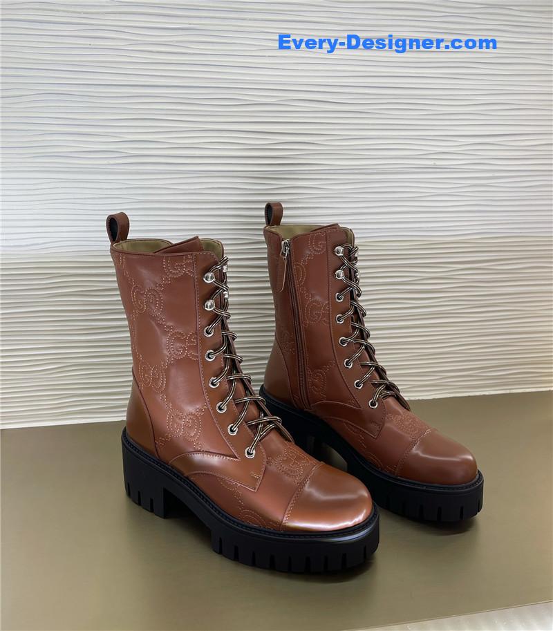 Gvc*1 double g embroidered logo retro motorcycle boots