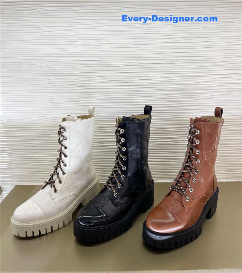 Gvc*1 double g embroidered logo retro motorcycle boots