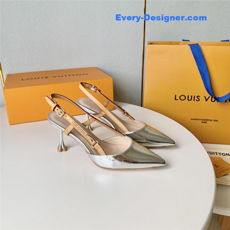 l0vis Vvtt0n lv flower electroplated heel back high heel sandals