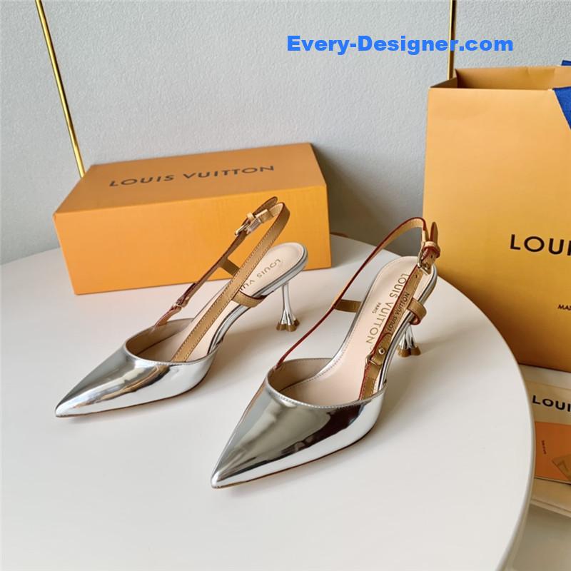 louis vuitton LV flower electroplated heel back high heel sandals