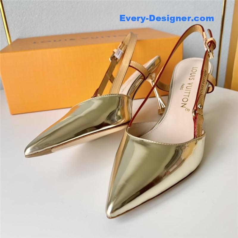 l0vis Vvtt0n lv flower electroplated heel back high heel sandals