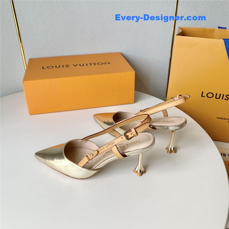 l0vis Vvtt0n lv flower electroplated heel back high heel sandals