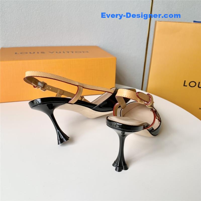 l0vis Vvtt0n lv flower electroplated heel back high heel sandals
