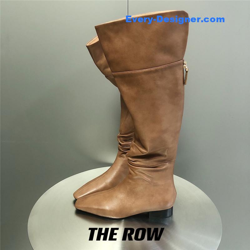 the row two-piece square-toe pleated over-the-knee boots