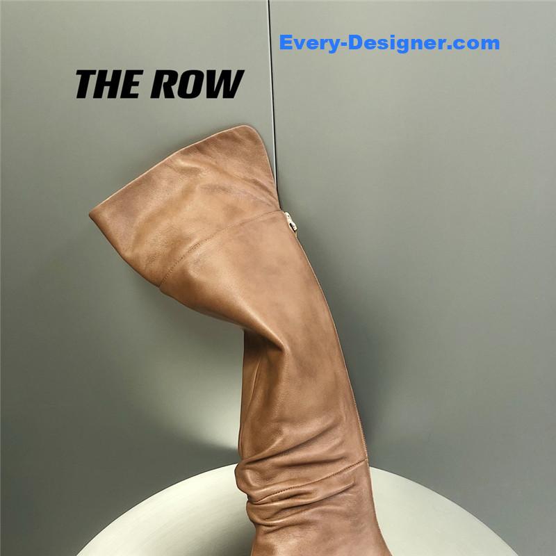 The R0w two-piece square-toe pleated over-the-knee boots