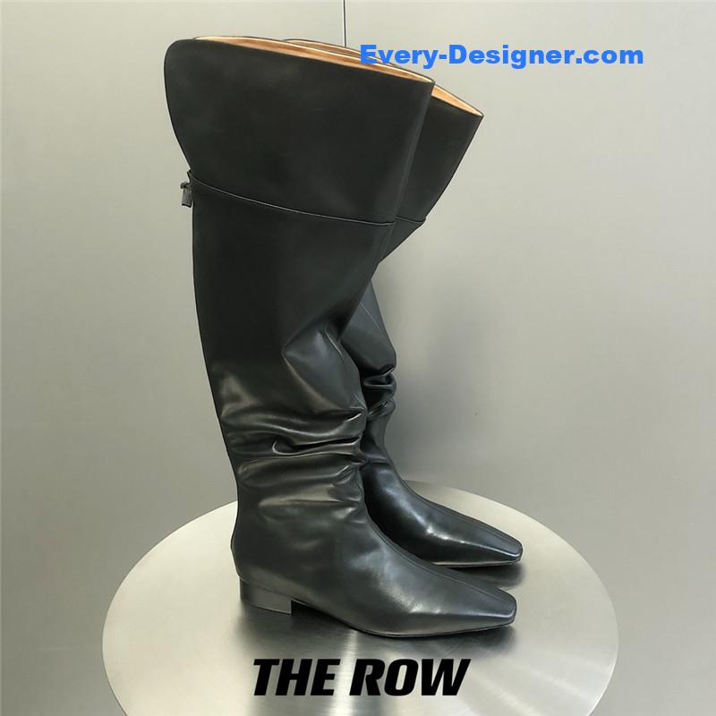 The R0w two-piece square-toe pleated over-the-knee boots