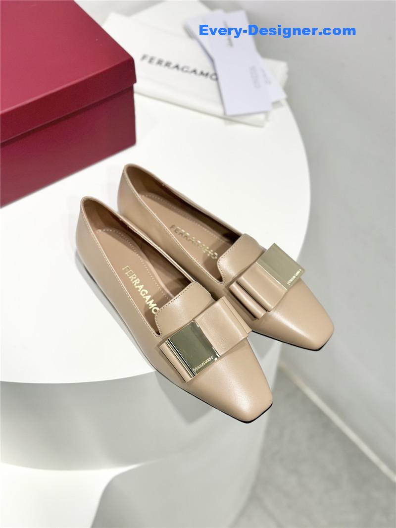 Salvatore Ferragamo Double Bow Column Block Heel Pumps