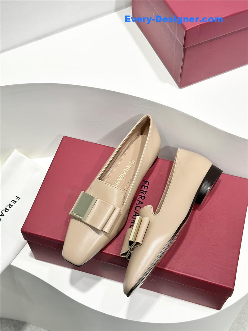 Salvatore Ferragamo Double Bow Column Block Heel Pumps