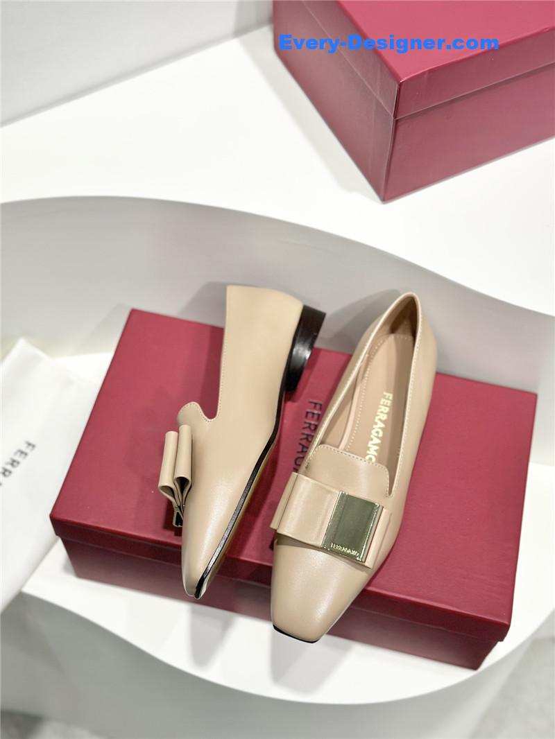 Salvatore Ferragamo Double Bow Column Block Heel Pumps
