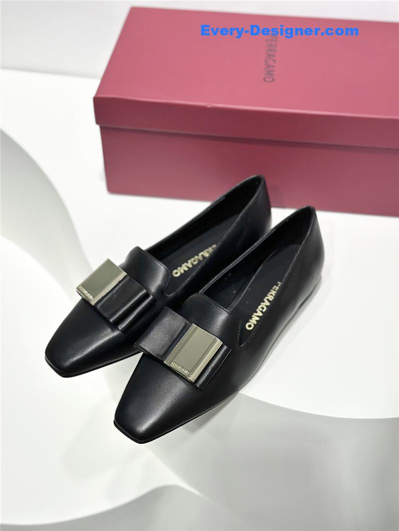 Salvatore Ferragamo Double Bow Column Block Heel Pumps