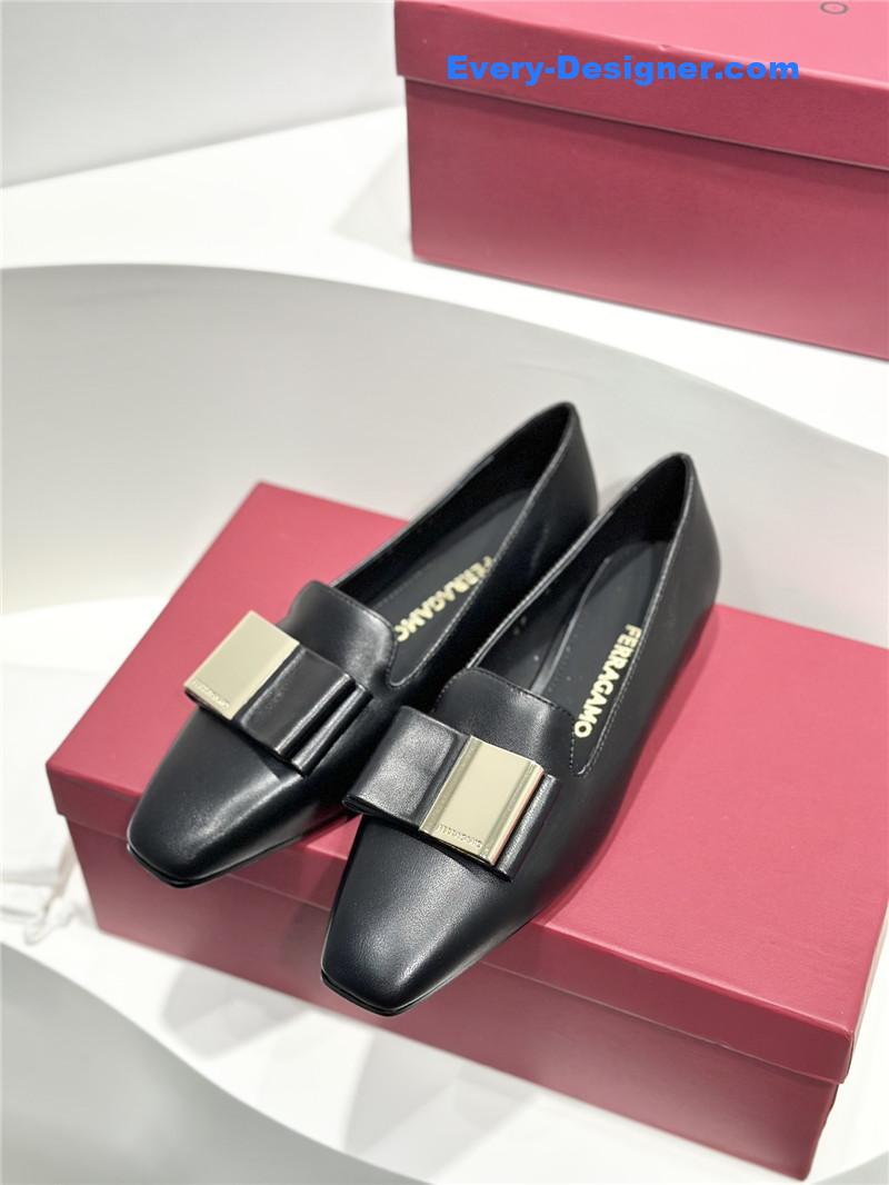 Salvatore Ferragamo Double Bow Column Block Heel Pumps