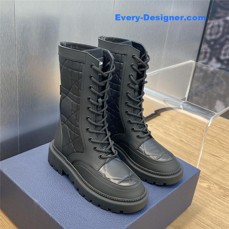 dior low heel round toe lace up knight boots