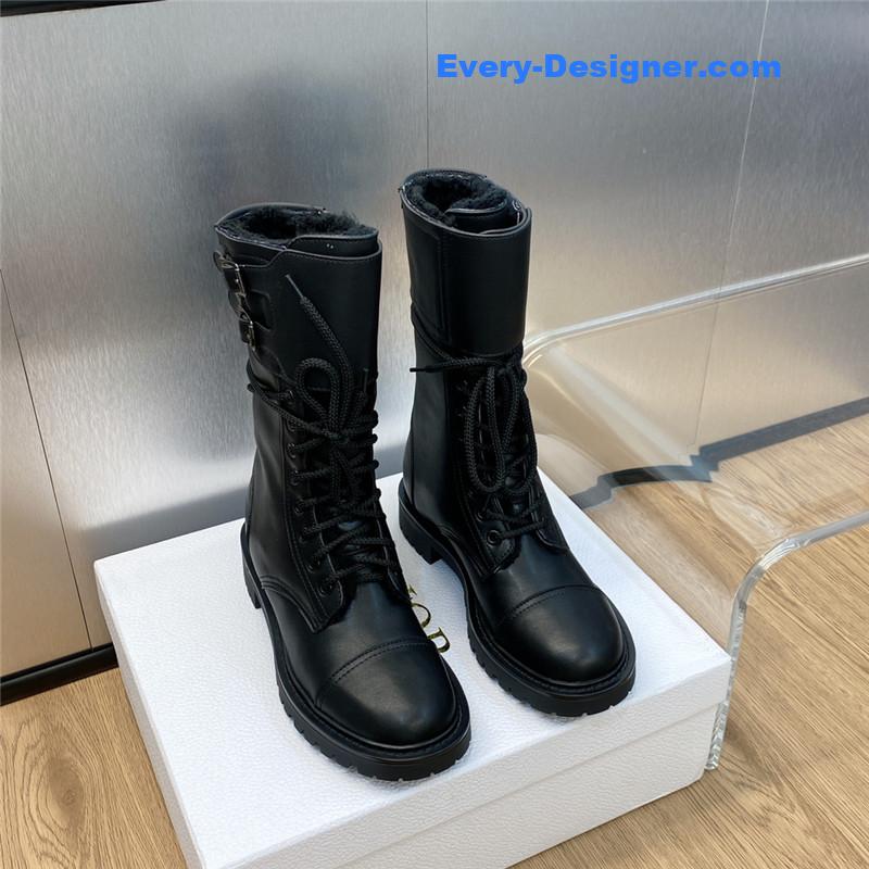 D10r belt buckle low heel round toe lace up knight boots