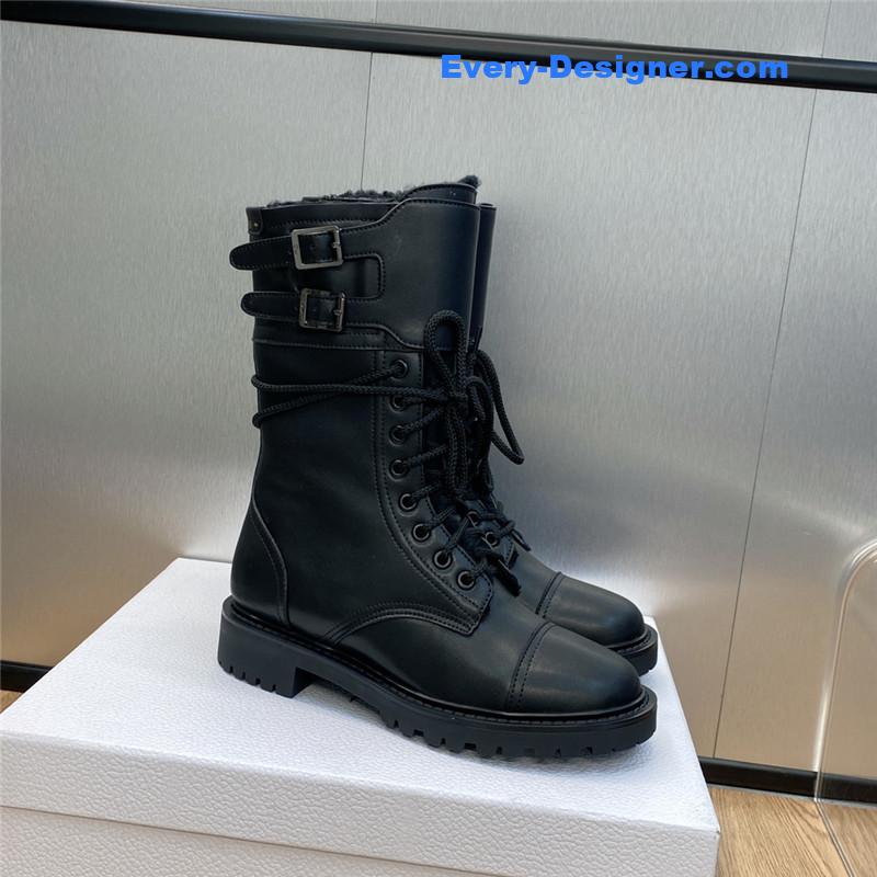 D10r belt buckle low heel round toe lace up knight boots