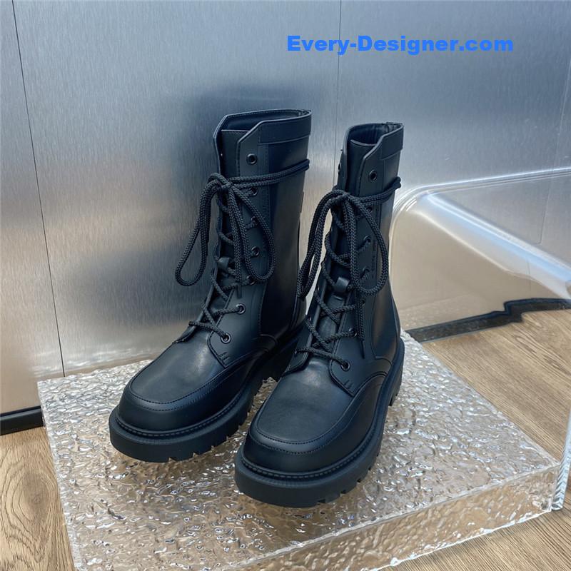 D10r low heel round toe lace up knight boots