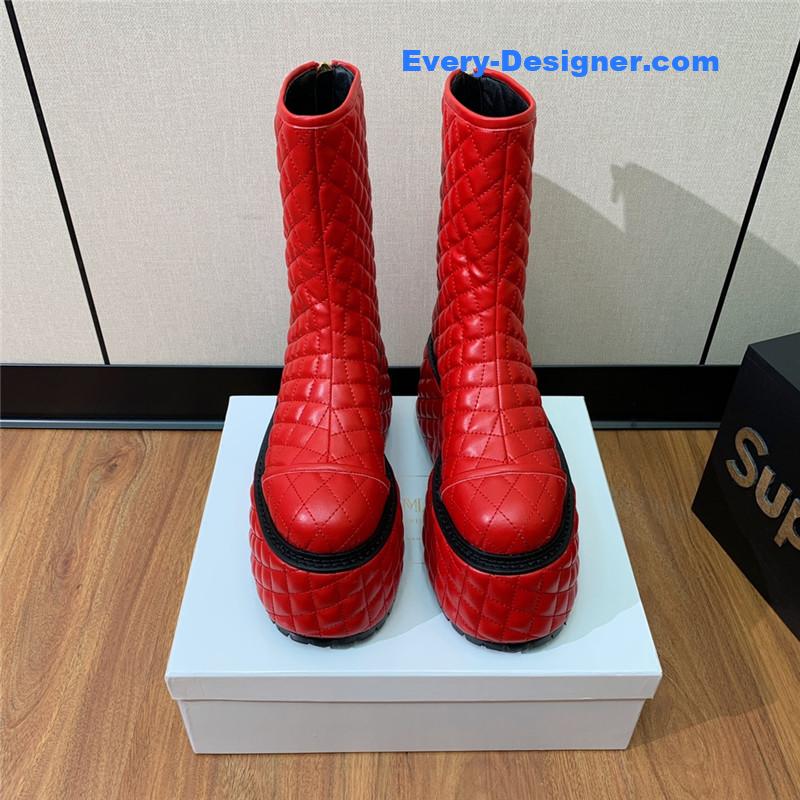 Balmain electro-embroidered leather platform boots