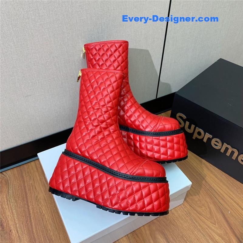 Balmain electro-embroidered leather platform boots