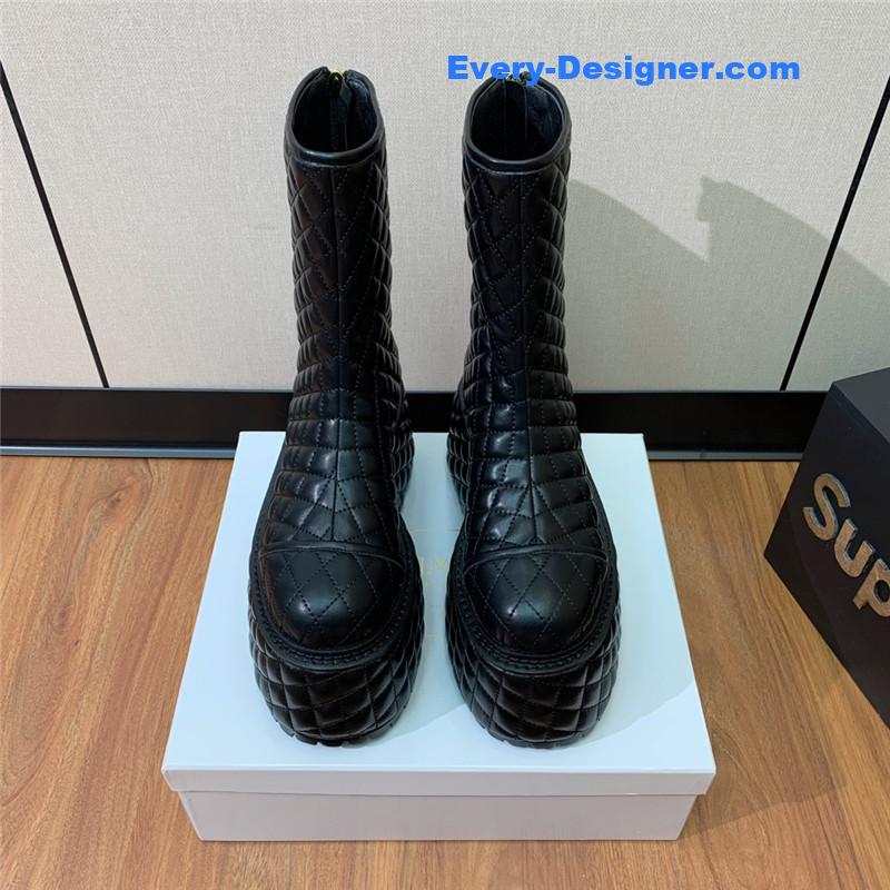 Balmain electro-embroidered leather platform boots