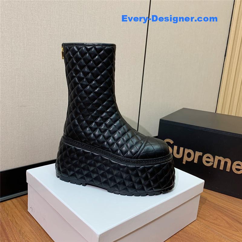 Balmain electro-embroidered leather platform boots