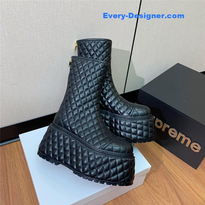 Balmain electro-embroidered leather platform boots