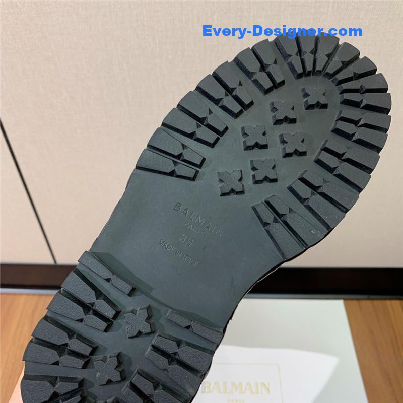 Balmain electro-embroidered leather platform boots