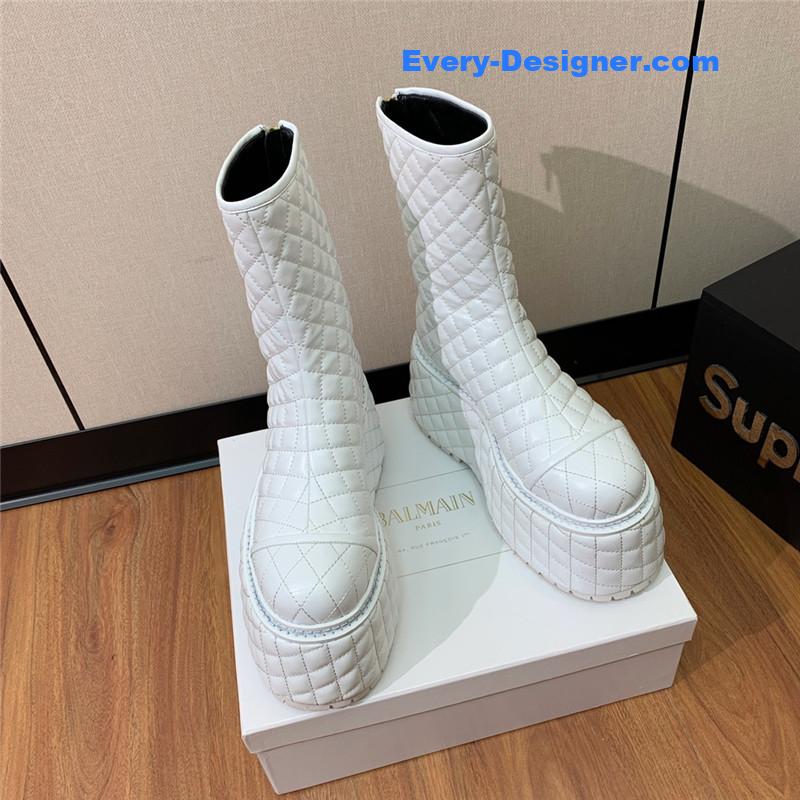 Balmain electro-embroidered leather platform boots