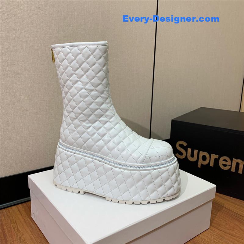 Balmain electro-embroidered leather platform boots