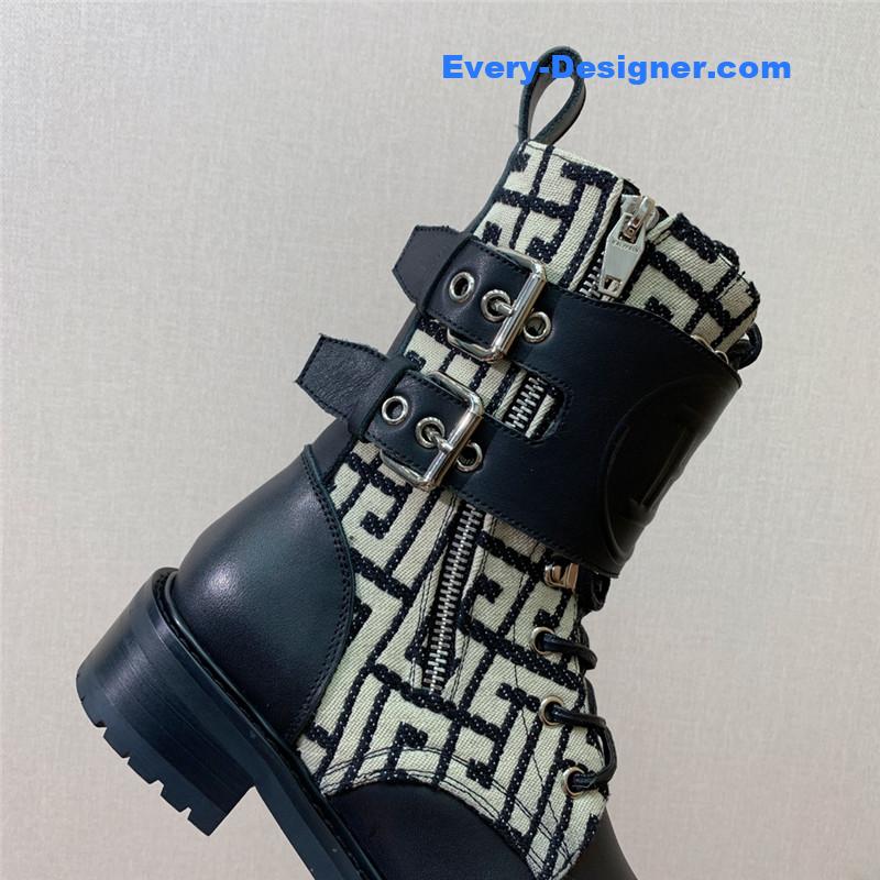 Balmain catwalk style motorcycle leather buckle boots