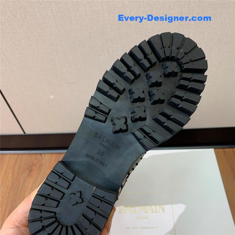 Balmain catwalk style motorcycle leather buckle boots