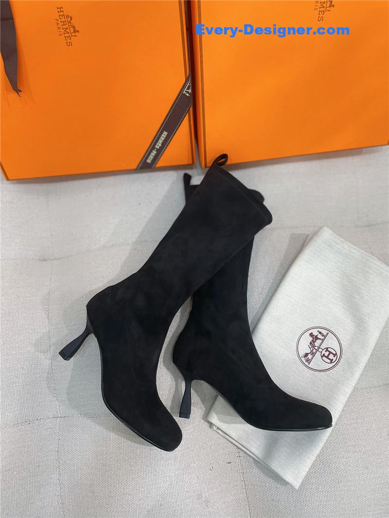 H**me5 stretch sheepskin high-heeled boots