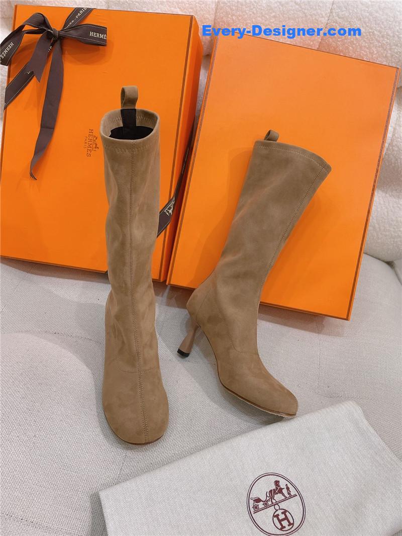 H**me5 stretch sheepskin high-heeled boots