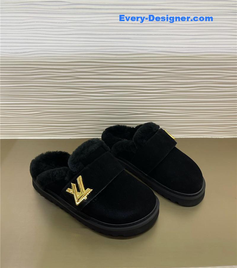 louis vuitton LV suede fur bag half drag